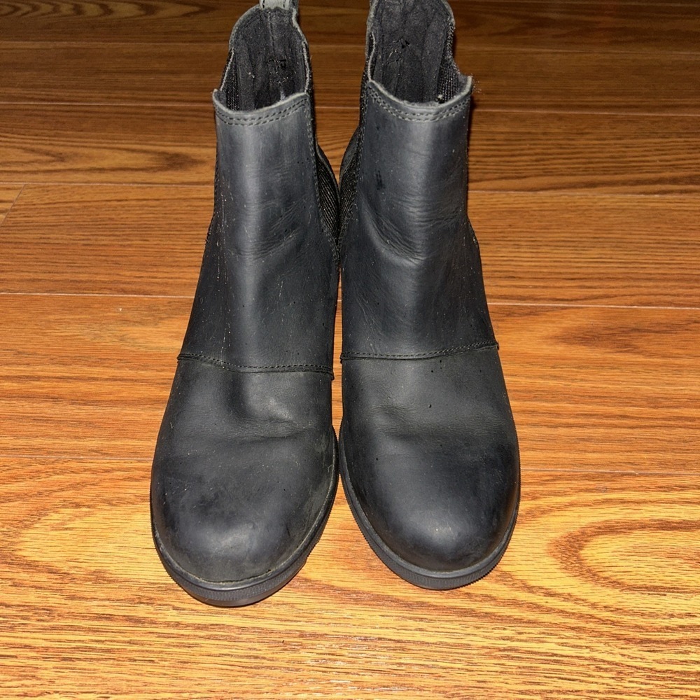 Sorel Women Joan Of Arctic Boot Size 7.5 Black Waterproof Chelsea Bootie Wedges - Picture 4 of 7